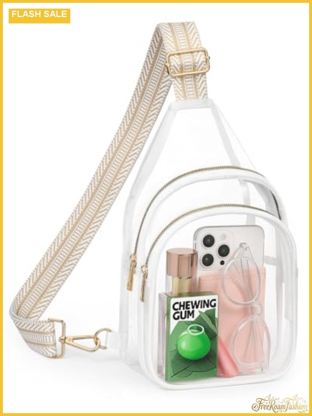 Clear Sling Bag Stadium Approved Crossbody Purse PVC Adjustable Strap
